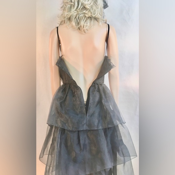 VINTAGE Black sleeveless midi cocktail dress petite feminine retro Evening wear - Picture 9 of 10